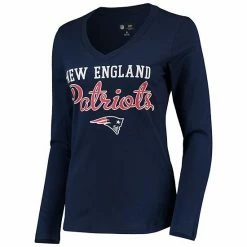 Women's G-III 4Her By Carl Banks Navy New England Patriots Post Season Long Sleeve V-Neck T-Shirt -G-III Sales Store unnamed file 215