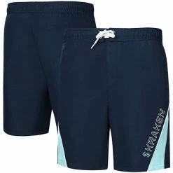 Men's G-III Sports By Carl Banks Deep Sea Blue Seattle Kraken Sunrise Volley Swim Shorts