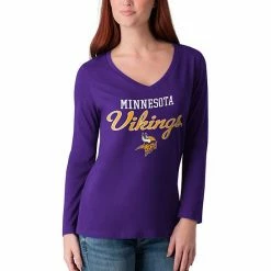 Women's G-III 4Her By Carl Banks Purple Minnesota Vikings Post Season Long Sleeve V-Neck T-Shirt