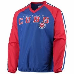Men's G-III Sports By Carl Banks Royal/Red Chicago Cubs Kickoff Raglan V-Neck Pullover Jacket -G-III Sales Store unnamed file 2192