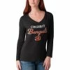 Women's G-III 4Her By Carl Banks Black Cincinnati Bengals Post Season Long Sleeve V-Neck T-Shirt