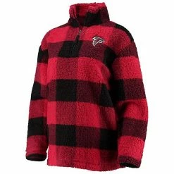 Women's G-III 4Her By Carl Banks Red Atlanta Falcons Sherpa Plaid Quarter-Zip Jacket -G-III Sales Store unnamed file 2235