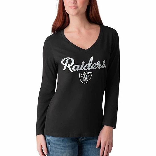 Women's G-III 4Her by Carl Banks Black Las Vegas Raiders Post Season Long Sleeve V-Neck T-Shirt Women's G-III 4Her By Carl Banks Black Las Vegas Raiders Post Season Long Sleeve V-Neck T-Shirt -G-III Sales Store unnamed file 224
