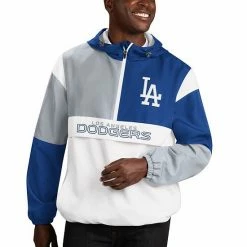 Men's G-III Sports By Carl Banks Royal/Gray Los Angeles Dodgers Fair Catch Half-Zip Hoodie