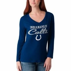 Women's G-III 4Her By Carl Banks Royal Indianapolis Colts Post Season Long Sleeve V-Neck T-Shirt