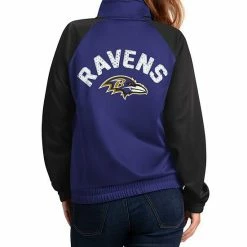 Women's G-III 4Her By Carl Banks Purple/Black Baltimore Ravens Confetti Raglan Full-Zip Track Jacket -G-III Sales Store unnamed file 2291