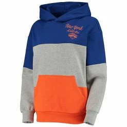 Women's G-III 4Her By Carl Banks Gray/Blue New York Knicks Assist Colorblock Pullover Hoodie -G-III Sales Store unnamed file 2319
