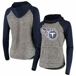 Women's G-III 4Her By Carl Banks Heathered Gray/Navy Tennessee Titans Championship Ring Pullover Hoodie