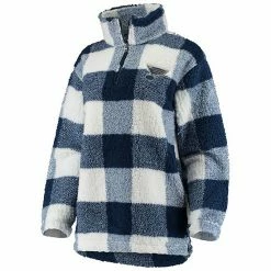 Women's G-III 4Her By Carl Banks Navy/White St. Louis Blues Plaid Sherpa Quarter-Zip Jacket -G-III Sales Store unnamed file 2356