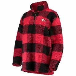 Women's G-III 4Her By Carl Banks Red Kansas City Chiefs Sherpa Plaid Quarter-Zip Jacket -G-III Sales Store unnamed file 2361