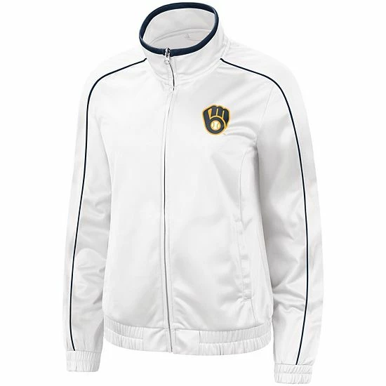 Women's G-III 4Her By Carl Banks White Milwaukee Brewers Gamer Full-Zip Track Jacket 2 Women's G-III 4Her By Carl Banks White Milwaukee Brewers Gamer Full-Zip Track Jacket - Image 2