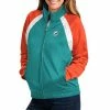 Women's G-III 4Her By Carl Banks Aqua/Orange Miami Dolphins Confetti Raglan Full-Zip Track Jacket