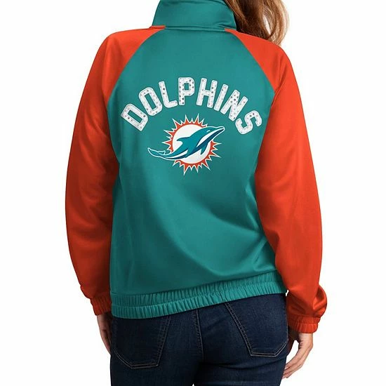 Women's G-III 4Her by Carl Banks Aqua/Orange Miami Dolphins Confetti Raglan Full-Zip Track Jacket Women's G-III 4Her By Carl Banks Aqua/Orange Miami Dolphins Confetti Raglan Full-Zip Track Jacket -G-III Sales Store unnamed file 2373