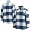 Women's G-III 4Her By Carl Banks Navy Houston Texans Sherpa Plaid Quarter-Zip Jacket