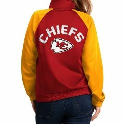Women's G-III 4Her By Carl Banks Red/Gold Kansas City Chiefs Confetti Raglan Full-Zip Track Jacket -G-III Sales Store unnamed file 238