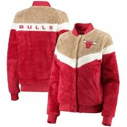 Women's G-III 4Her By Carl Banks Red/Cream Chicago Bulls Riot Squad Sherpa Full-Snap Jacket