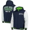 Men's G-III Sports By Carl Banks College Navy Seattle Seahawks Spike Commemorative Varsity Full-Zip Jacket