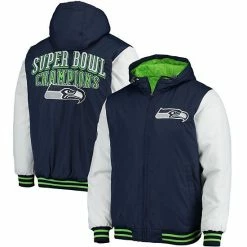 Men's G-III Sports By Carl Banks College Navy Seattle Seahawks Spike Commemorative Varsity Full-Zip Jacket