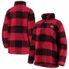 Women's G-III 4Her By Carl Banks Black/Red Minnesota Wild Plaid Sherpa Quarter-Zip Jacket