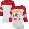 Women's G-III 4Her By Carl Banks White/Red Kansas City Chiefs First Team Three-Quarter Sleeve Mesh T-Shirt