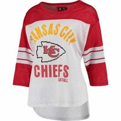 Women's G-III 4Her By Carl Banks White/Red Kansas City Chiefs First Team Three-Quarter Sleeve Mesh T-Shirt -G-III Sales Store unnamed file 2422
