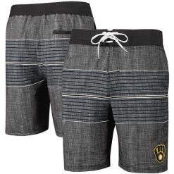 Men's G-III Sports By Carl Banks Charcoal Milwaukee Brewers Horizon Volley Swim Trunks