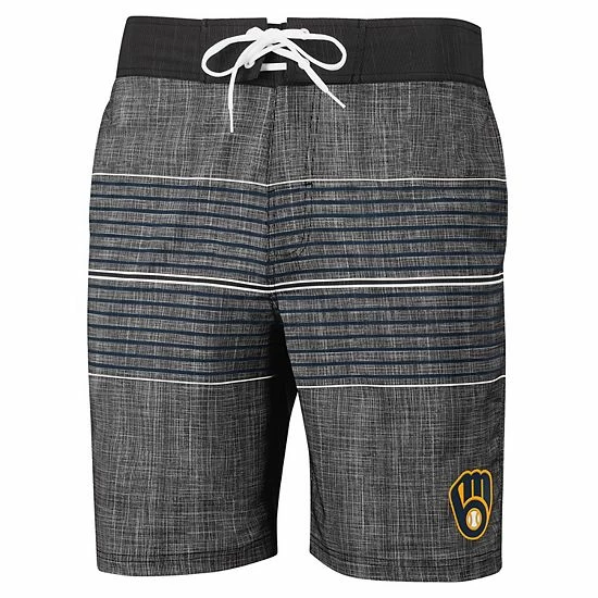 Men's G-III Sports by Carl Banks Charcoal Milwaukee Brewers Horizon Volley Swim Trunks Men's G-III Sports By Carl Banks Charcoal Milwaukee Brewers Horizon Volley Swim Trunks -G-III Sales Store unnamed file 2427
