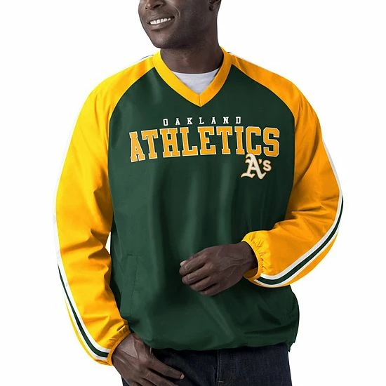 Men's G-III Sports by Carl Banks Green/Gold Oakland Athletics Kickoff Raglan V-Neck Pullover Jacket Men's G-III Sports By Carl Banks Green/Gold Oakland Athletics Kickoff Raglan V-Neck Pullover Jacket -G-III Sales Store unnamed file 2437