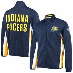 Men's G-III Sports By Carl Banks Navy Indiana Pacers 75th Anniversary Power Forward Space-Dye Full-Zip Track Jacket
