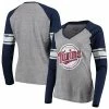 Women's G-III 4Her By Carl Banks Gray/Navy Minnesota Twins Franchise Tri-Blend Raglan Long Sleeve T-Shirt
