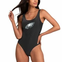 Women's G-III 4Her By Carl Banks Black Philadelphia Eagles Making Waves One-Piece Swimsuit -G-III Sales Store unnamed file 2499