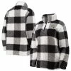 Women's G-III 4Her By Carl Banks Black Jacksonville Jaguars Sherpa Plaid Quarter-Zip Jacket