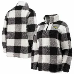 Women's G-III 4Her By Carl Banks Black Jacksonville Jaguars Sherpa Plaid Quarter-Zip Jacket