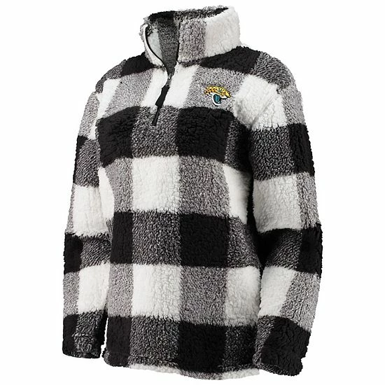 Women's G-III 4Her By Carl Banks Black Jacksonville Jaguars Sherpa Plaid Quarter-Zip Jacket - Image 3