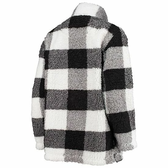 Women's G-III 4Her By Carl Banks Black Jacksonville Jaguars Sherpa Plaid Quarter-Zip Jacket - Image 4