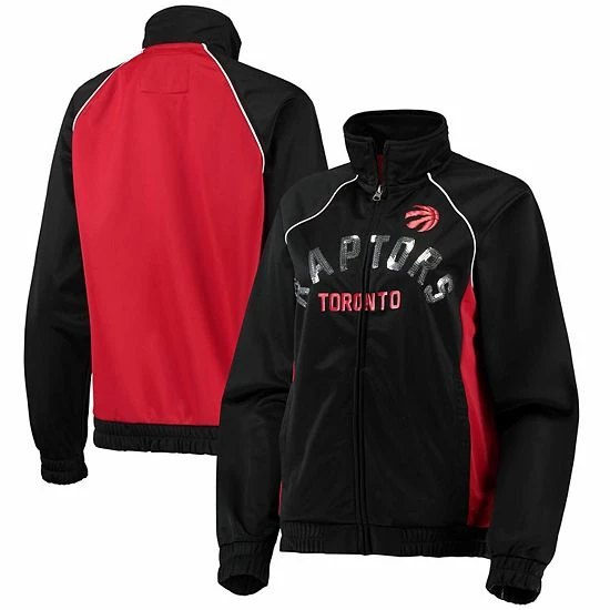 Women's G-III 4Her by Carl Banks Black/Red Toronto Raptors Backfield Raglan Full-Zip Track Jacket Women's G-III 4Her By Carl Banks Black/Red Toronto Raptors Backfield Raglan Full-Zip Track Jacket -G-III Sales Store unnamed file 251
