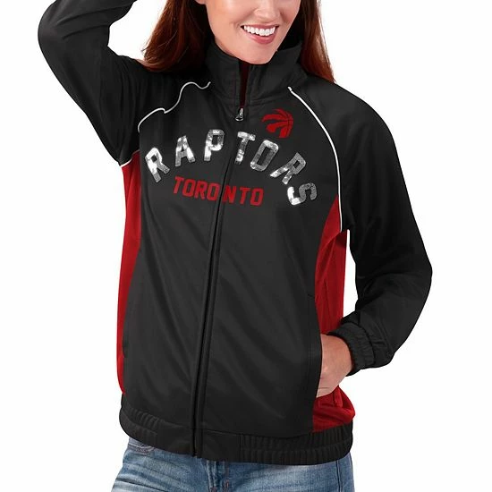 Women's G-III 4Her by Carl Banks Black/Red Toronto Raptors Backfield Raglan Full-Zip Track Jacket Women's G-III 4Her By Carl Banks Black/Red Toronto Raptors Backfield Raglan Full-Zip Track Jacket -G-III Sales Store unnamed file 254