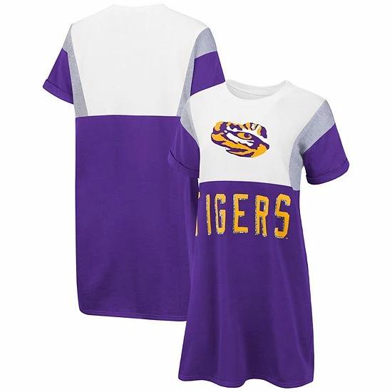 Women's G-III 4Her by Carl Banks Purple/White LSU Tigers 3rd Down Short Sleeve T-Shirt Dress Women's G-III 4Her By Carl Banks Purple/White LSU Tigers 3rd Down Short Sleeve T-Shirt Dress -G-III Sales Store unnamed file 2564