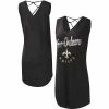 Women's G-III 4Her By Carl Banks Black New Orleans Saints Game Time Swim V-Neck Cover-Up Dress
