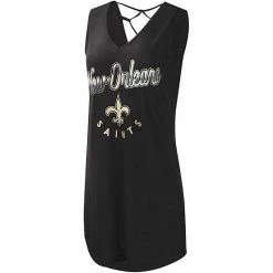 Women's G-III 4Her By Carl Banks Black New Orleans Saints Game Time Swim V-Neck Cover-Up Dress -G-III Sales Store unnamed file 2568