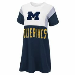 Women's G-III 4Her By Carl Banks Navy/White Michigan Wolverines 3rd Down Short Sleeve T-Shirt Dress -G-III Sales Store unnamed file 2572