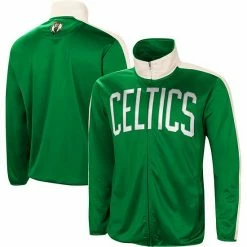 Men's G-III Sports By Carl Banks Kelly Green/White Boston Celtics Zone Blitz Tricot Full-Zip Track Jacket