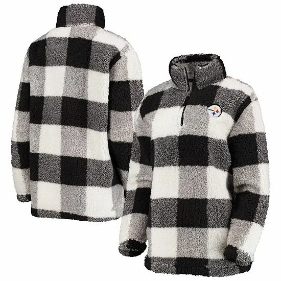Women's G-III 4Her by Carl Banks Black Pittsburgh Steelers Sherpa Plaid Quarter-Zip Jacket Women's G-III 4Her By Carl Banks Black Pittsburgh Steelers Sherpa Plaid Quarter-Zip Jacket -G-III Sales Store unnamed file 2579