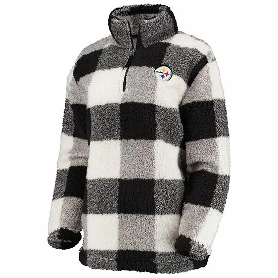 Women's G-III 4Her by Carl Banks Black Pittsburgh Steelers Sherpa Plaid Quarter-Zip Jacket Women's G-III 4Her By Carl Banks Black Pittsburgh Steelers Sherpa Plaid Quarter-Zip Jacket -G-III Sales Store unnamed file 2581