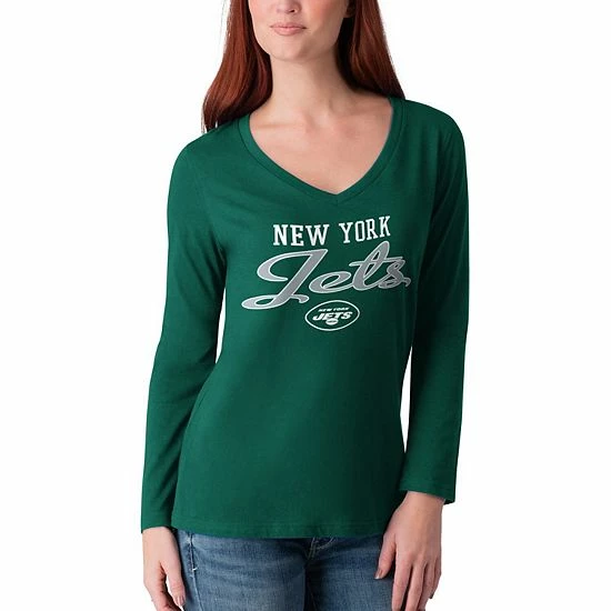 Women's G-III 4Her by Carl Banks Green New York Jets Post Season Long Sleeve V-Neck T-Shirt Women's G-III 4Her By Carl Banks Green New York Jets Post Season Long Sleeve V-Neck T-Shirt -G-III Sales Store unnamed file 2587