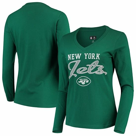 Women's G-III 4Her by Carl Banks Green New York Jets Post Season Long Sleeve V-Neck T-Shirt Women's G-III 4Her By Carl Banks Green New York Jets Post Season Long Sleeve V-Neck T-Shirt -G-III Sales Store unnamed file 2588