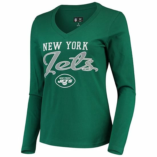 Women's G-III 4Her by Carl Banks Green New York Jets Post Season Long Sleeve V-Neck T-Shirt Women's G-III 4Her By Carl Banks Green New York Jets Post Season Long Sleeve V-Neck T-Shirt -G-III Sales Store unnamed file 2589