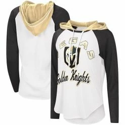 Women's G-III Sports By Carl Banks White/Black Vegas Golden Knights Sideline Raglan Long Sleeve Hoodie T-Shirt