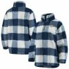 Women's G-III 4Her By Carl Banks Navy/White Nashville Predators Plaid Sherpa Quarter-Zip Jacket