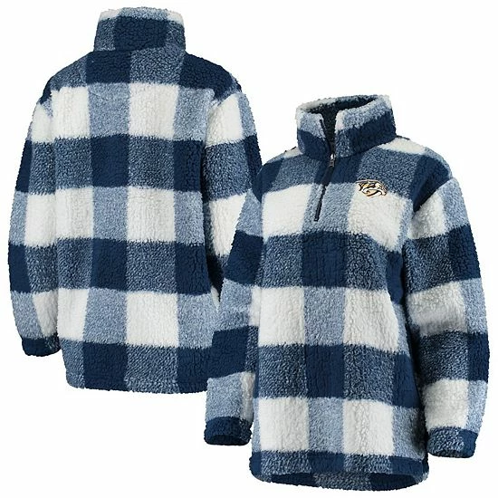 Women's G-III 4Her by Carl Banks Navy/White Nashville Predators Plaid Sherpa Quarter-Zip Jacket Women's G-III 4Her By Carl Banks Navy/White Nashville Predators Plaid Sherpa Quarter-Zip Jacket -G-III Sales Store unnamed file 2607